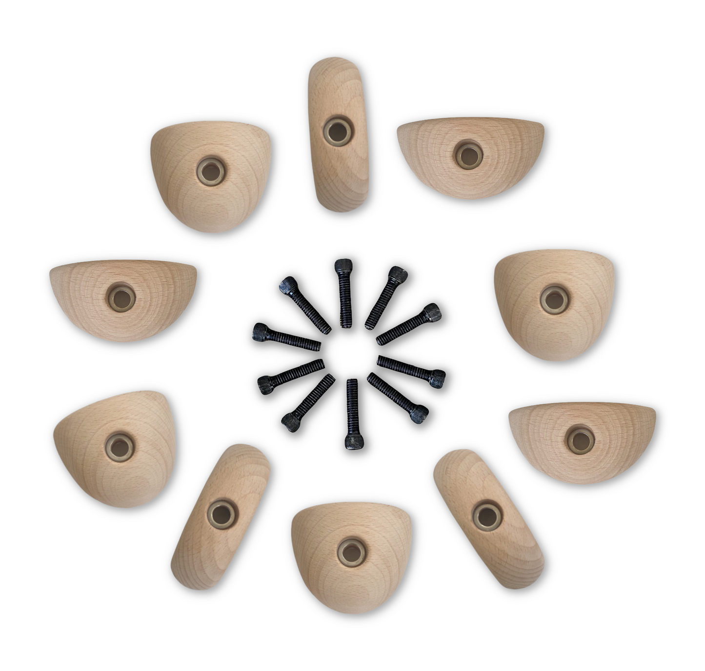 Set of 10 Wooden Climbing Holds, Kid's Variety Pack